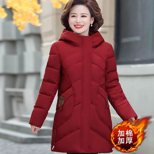jg-2146妈妈冬装加棉加厚棉服外套中老年女装棉衣中长款羽绒棉服